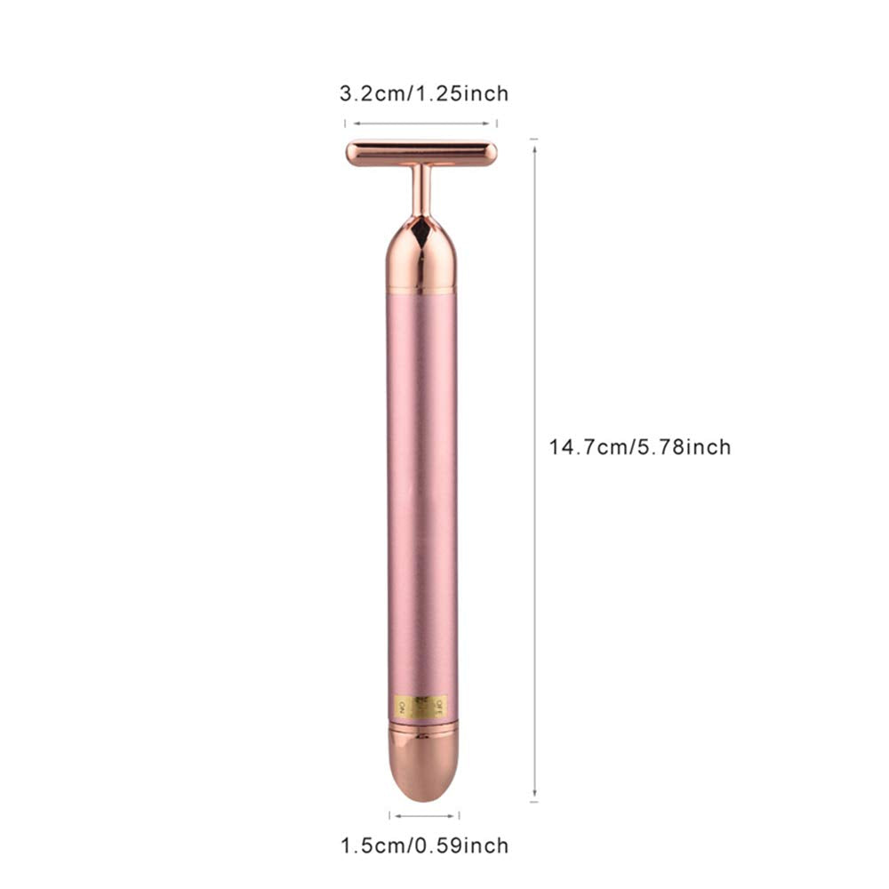 Beauty Bar Rose Gold Facial Massager for Skin Care Electric T-Shape Tools Face Lifting and Firming Anti-Wrinkles Skin Tightening (Pink)