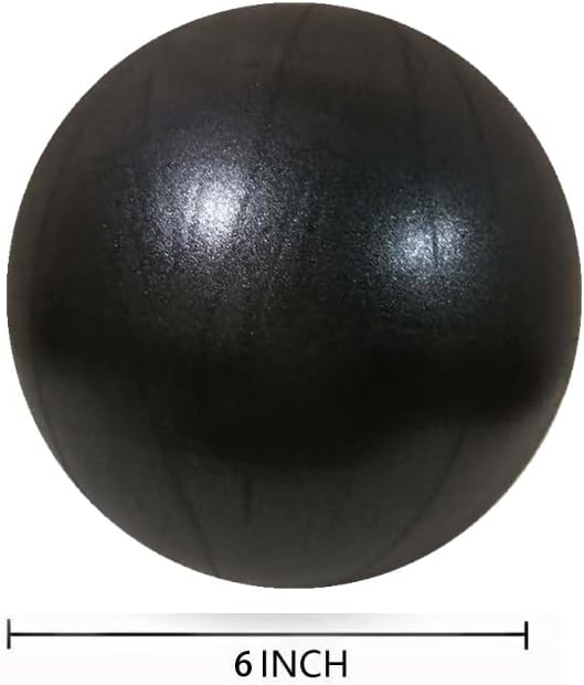 6 Inch Mini Exercise Pilates Yoga Ball for Yoga, Barre Training and Physical Therapy- Improves Balance with Inflate Pump(Black)