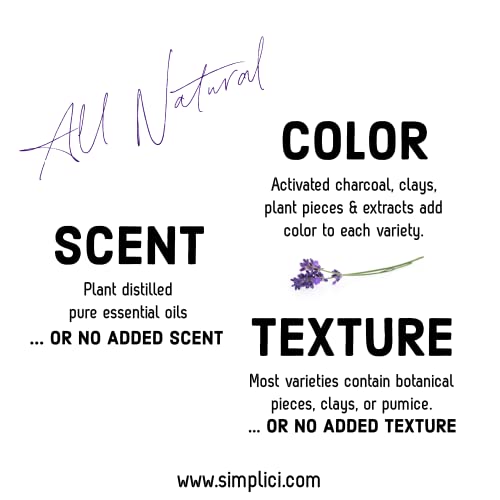 Simplici Activated Charcoal Natural Soap (smooth + for sensitive skin) 6 Bar Value Bag. Palm Free.