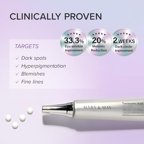 Mary&May Glutathione Eye Cream Special Set - Powerful Antioxidant, Reduces Dark Circles in the Eye, Improve Uneven Skin Tone with Vitamin C, 1.01 oz.+ Mini 0.4oz 2 Pack
