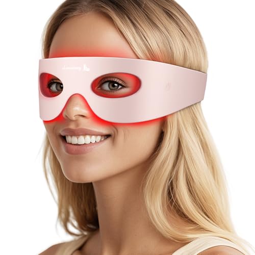 Red Light Therapy for Eyes, Wireless Under-Eye Red Light Therapy Mask with Timing Function, 3 Modes with Near-Infrared for Eyes Bags, Dark Circles, Fine Lines, Rechargeable Home Skincare Eye Mask