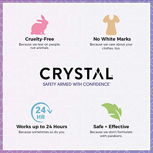 CRYSTAL Mineral Deodorant Stick - Unscented Body Deodorant With 24-Hour Odor Protection, Non-Staining & Non-Sticky, Aluminum Chloride & Paraben Free, 4.25 oz, (2 Pack) (Packaging May Vary)
