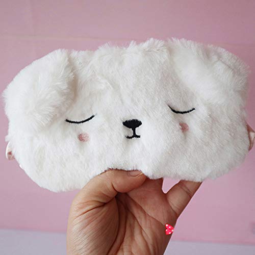 Shinywear 2 Pcs Cute Sleepping Eyemask Black Cat & White Dog Animal Cartoon Style Silk Feeling Plush Eye-Shade Cover Blinder