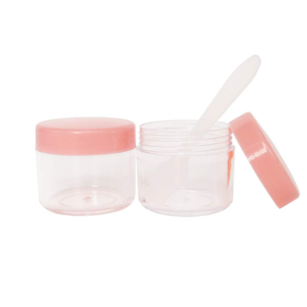 Wopanxye 20pcs 20ml Mini Travel Jars with Pink Lids for Cosmetics, 20g Plastic Small Pot for Beauty Container, Makeup Sample Eyeshadow, Face Cream, Lip Gloss Balm, Powder, Lotion, Toner, Homemade DIY