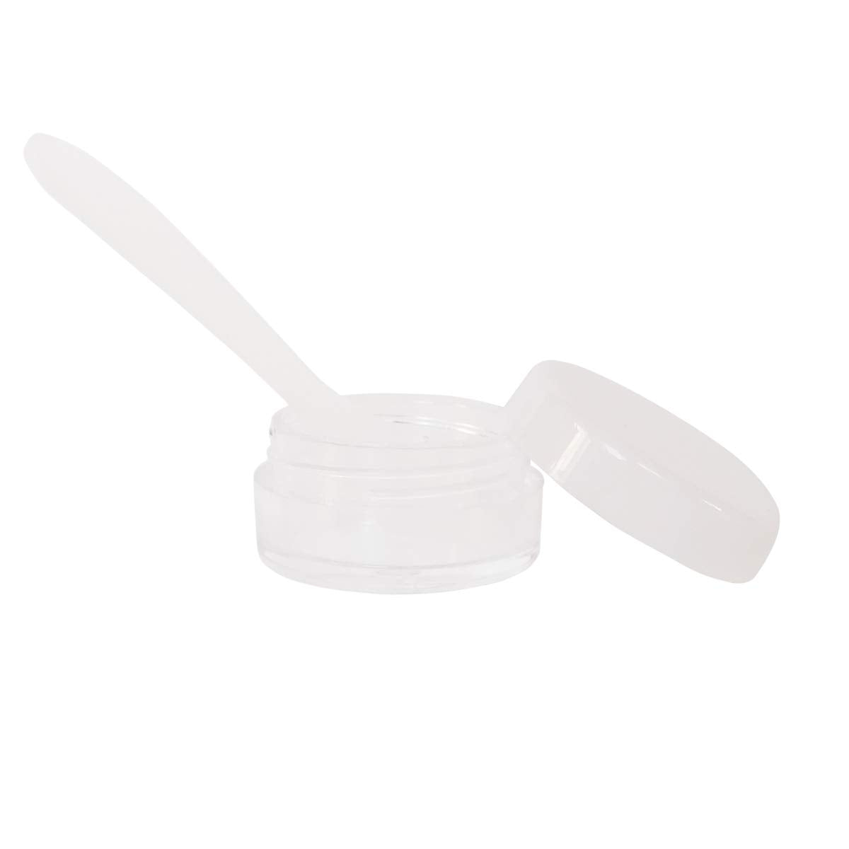 Wopanxye 20pcs 5g Small Travel Sample Cosmetic Containers for Make-up Eye Shadow Nails Lotion Powder Gems Beads Jewelry Cream, 5ml Clear Round Pot Jars with White Lid， Mini 5ml Plastic Sample Jars