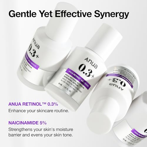 Anua Retinol Serum for Anti-Aging, Textured skin | 0.3% Retinol, 5% Niacinamide, 20+Soothing Ingredients Gentle for Beginner (30ml /1.01 fl.oz.)