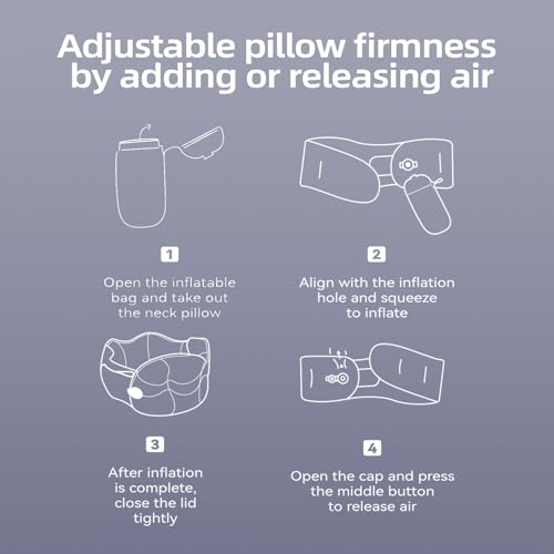 EVERY THINK Inflatable Travel Pillow - Travel Pillow for Long Flight, Inflatable Neck Pillow for Traveling, Pocket Blow Up Pillow for Airplane, Bus, Train, Car, Office, Home (Navy Blue)