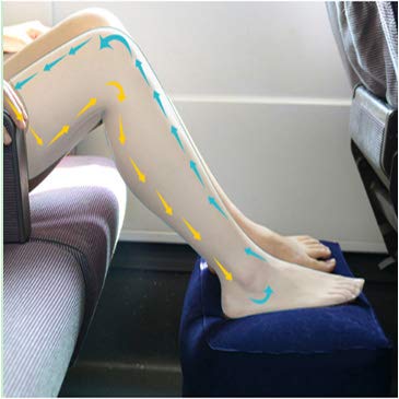 Inflatable Travel Foot Rest Pillow, Adjustable Height Leg Rest Pillow for Cars, Home, Office, Trains, Airplane, Make a Flat Bed for Baby, Kids, Toddlers, with 2in1 Storage Bag (1 Pack)