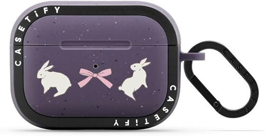CASETiFY Bounce Airpods Pro (1st/2nd Gen) Case with Ring - Rabbit Ribbon - Matte Deep Purple
