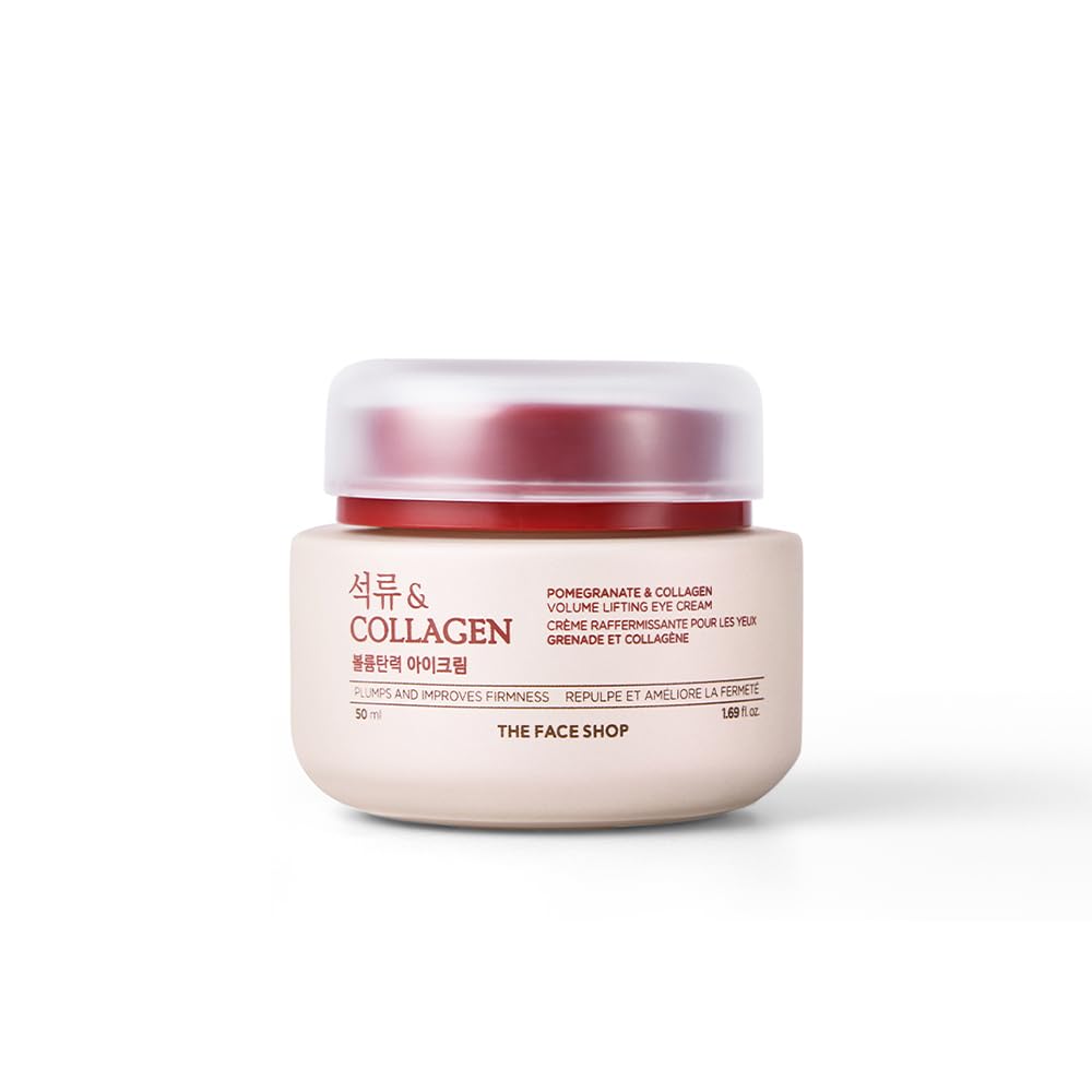The Face Shop Pomegranate & Collagen Volume Lifting Eye Cream | Ultra-Light Eye Cream for Eye Skin Lifting, Firming & Brightening | Reduce Dark Circles | Deep Hydrating Under Eye Area, 1.69 Fl Oz
