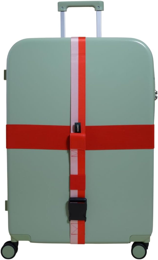 Cincha Travel Adjustable Luggage Strap, Fits Carry-On and Checked Bags, TSA Approved, Shark Tank Brand, Premium Travel Accessory (Flamingo)