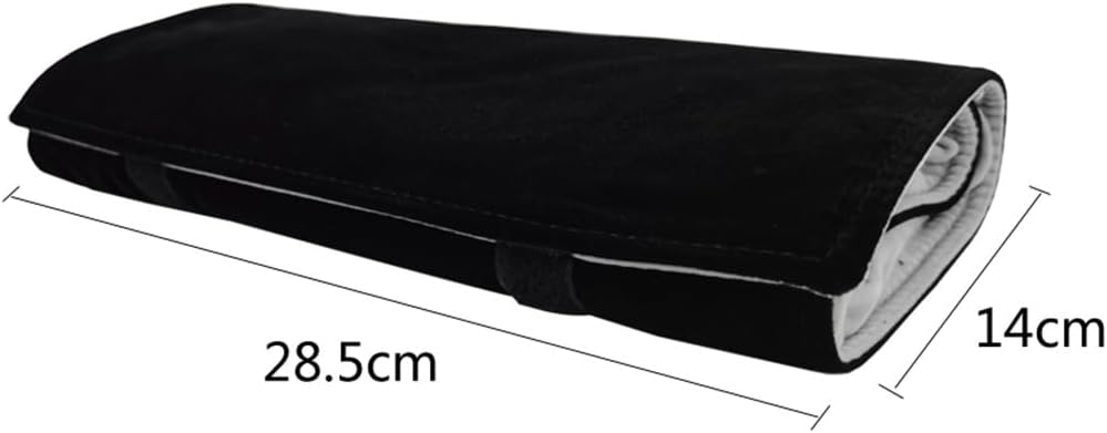 SCIKHEFT Portable Jewelry Roll Untangled Secure Necklace Travel Storage Bag Displays Holder 16 Chain (Black and Gray)