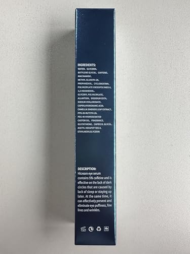 Hicream Eye Cream with 5% Caffeine Hyaluronic Acid for Puffy, Fine Lines, Dark Circles and Wrinkles, Under Eye Serum with 360° Roller Massage Ball, Eyelids Skin Care for Women & Men, 0.5 fl. oz