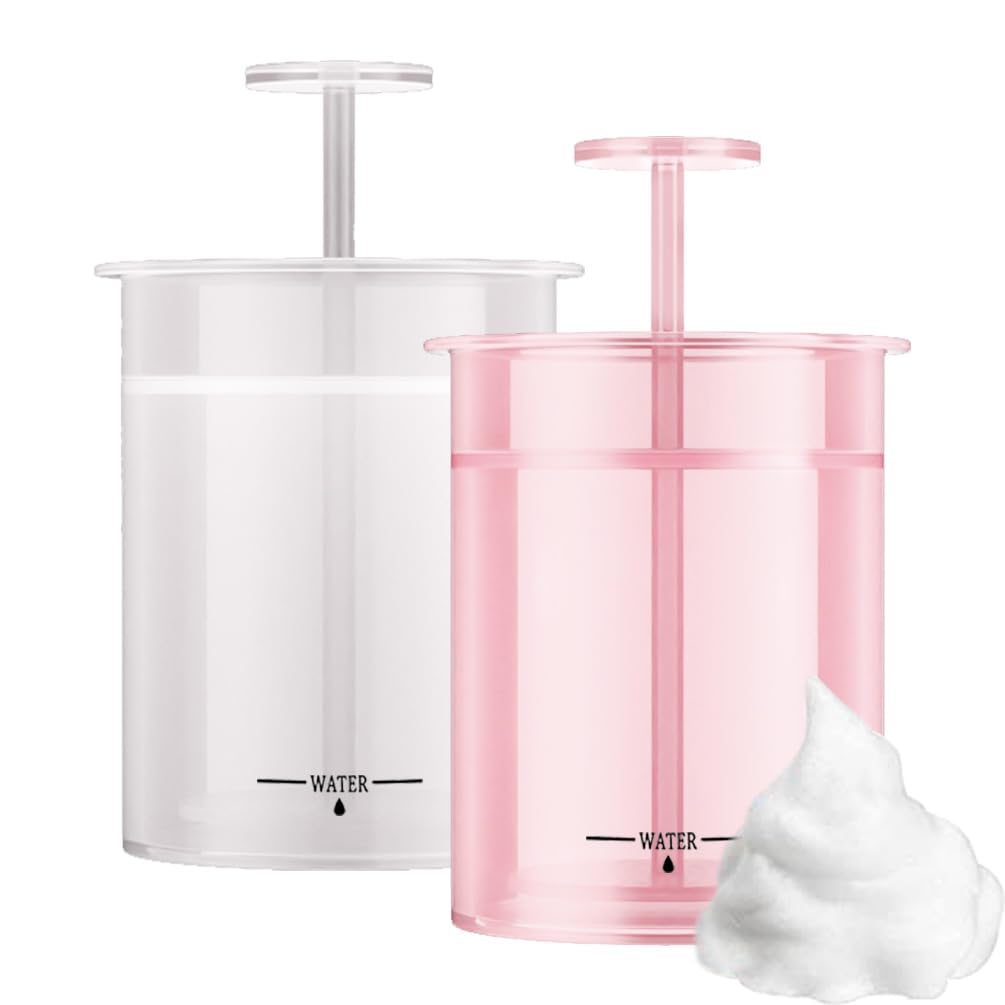 KOVCOAP Foam Maker for Face Wash, Face Wash Foamer, Cleanser Foam Maker, Marshmallow Whip Maker Skin Care, Deep Skincare Cleaner Tools for Travel Household 2 Pieces(Pink and White)