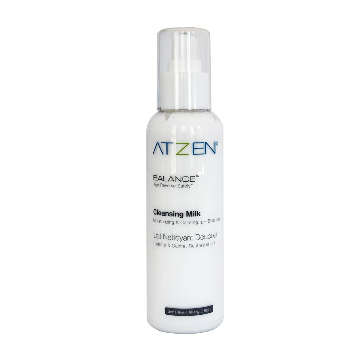 ATZEN Clean Natural Effective Cleansing Milk Facial Cleanser with Aloe and Decyl Glucoside 6.8fl.oz./200ml