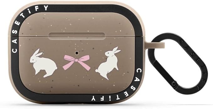 CASETiFY Bounce Airpods Pro (1st/2nd Gen) Case with Ring - Rabbit Ribbon - Matte Taupe