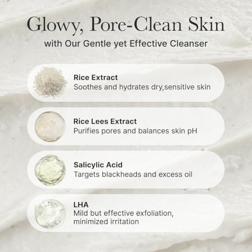 ARENCIA Rice + LHA Pore Control Rice Cake Cleanser with Salicylic Acid - Deep Cleansing, Gentel Exfoliation, All skin types, 5.29 oz