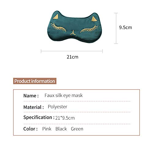 PERFECTSIGHT Sleep Eye Masks, Cute Cat Silk Sleep Eye Cover Lightweight Adjustable Eyeshade Mask Cover for Women Men Sleep Travel Nap (Black)