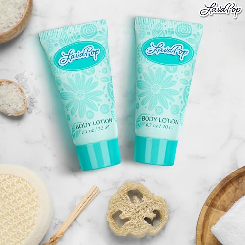 LavaPop - Travel Size Body Lotion - Iris, Violet & Amber, 0.7 fl oz, 100 Pack - Delight Your Guests with Calming & Comforting Lotion - Bulk Hotel Toiletries for Airbnb, Motels & Guest Rooms