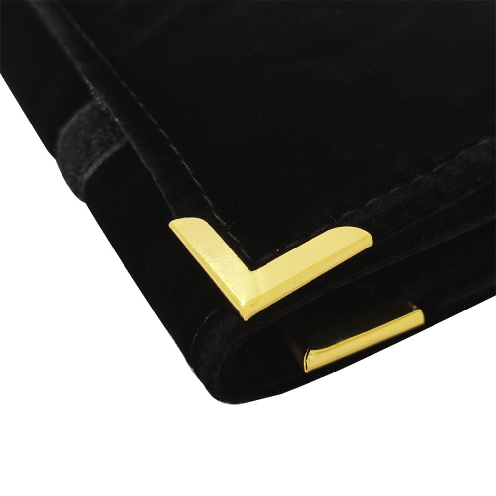 treachi Portable Jewelry Roll Metal Coner Bag Necklace Chain Braclet Black Velvet Travel Pouch