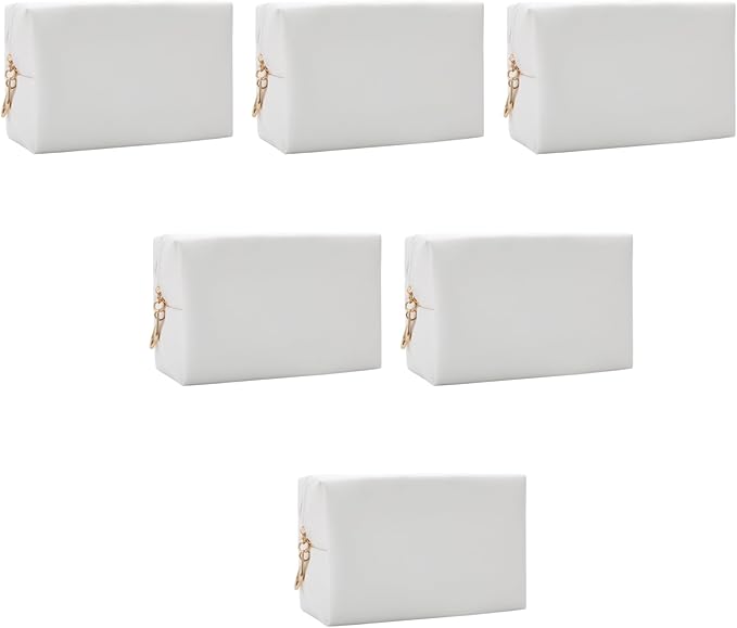 Bridesmaid Proposal Gifts Letter Cosmetic makeup bag bulk for Wedding Party Favors Bachelorette party decorations Toiletry Organizer Bag Makeup Case Gift (6, White)