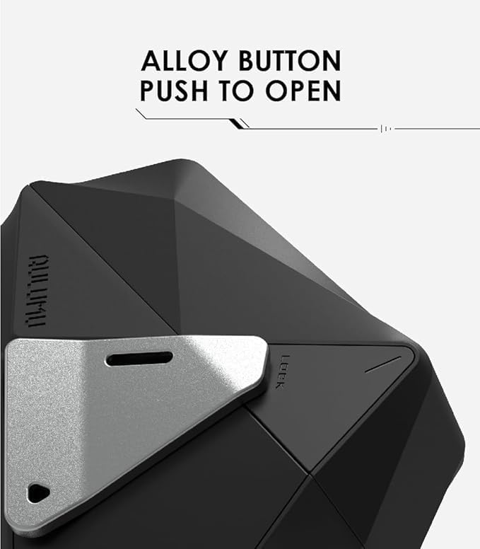 Aulumu A09 Geometric AirPods Pro 2 Case [2nd/1st Generation] with Lock | Protective Cover with Nylon Buckle | Alloy Armour | Compatible with Apple AirPods Pro(2023/2022/2019) - Black