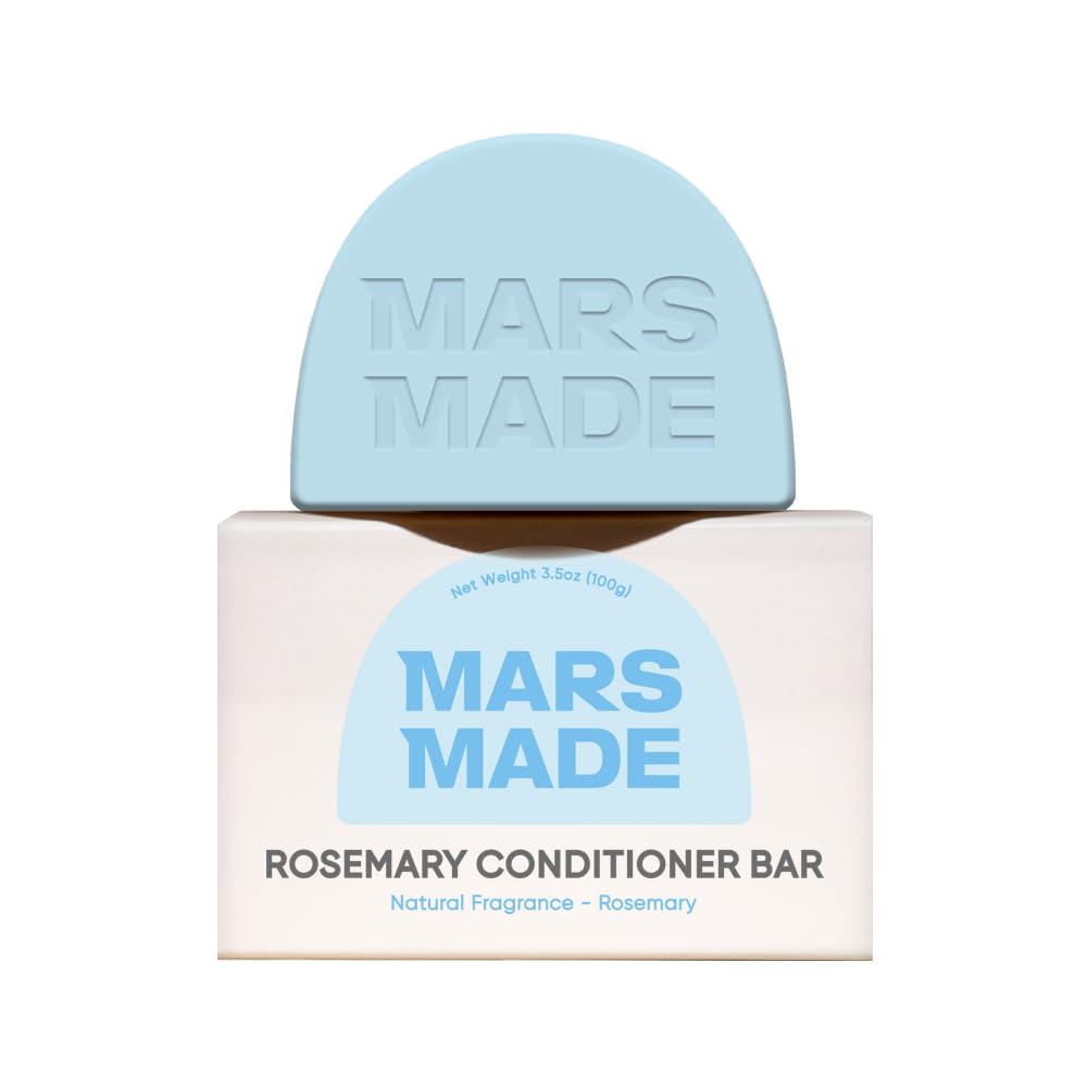MARS MADE Rosemary Conditioner Bar - Soothing & Stimulating Natural Deep Conditioner for All Hair Types - Hair Growth Moisturizing Cleansing Solid Soap Bar Zero Waste, No Animal Trials 3.5 oz