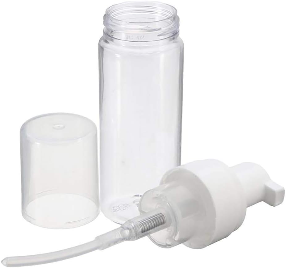 UTENEW 2-Piece Plastic Foamer Bottle Clear Pump Dispenser Mini Travel Size Foaming Soap Face Wash 1.7 Oz, No leaks!