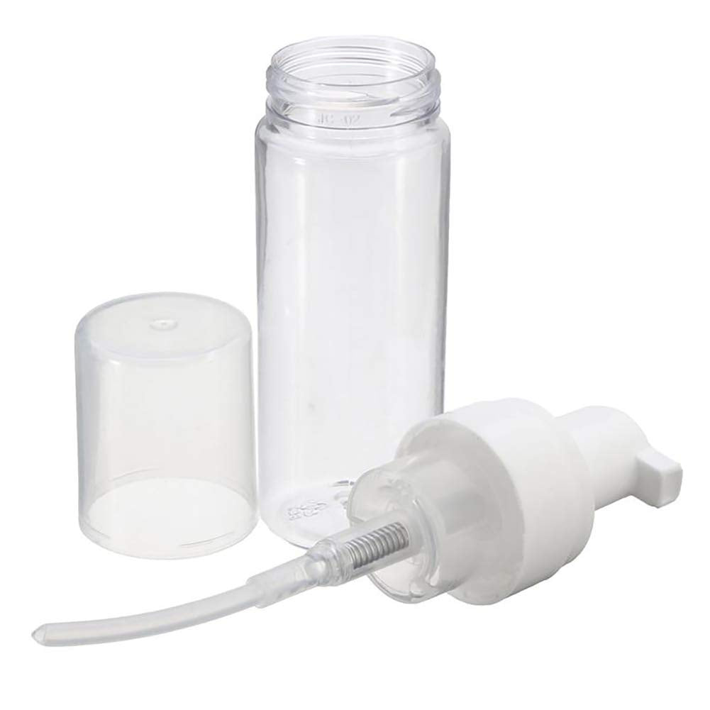 UTENEW 2-Piece Plastic Foamer Bottle Clear Pump Dispenser Mini Travel Size Foaming Soap Face Wash 1.7 Oz, No leaks!