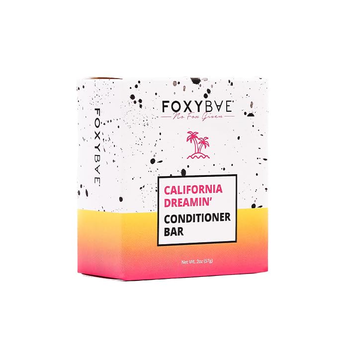 FoxyBae Solid Conditioner Bar for Hair - with Biotin, Rice Protein, Coconut Oil, & Jojoba Oil - Conditions, Moisturizes, Hydrates - for Women & Men - California Dreamin' - 2 Oz