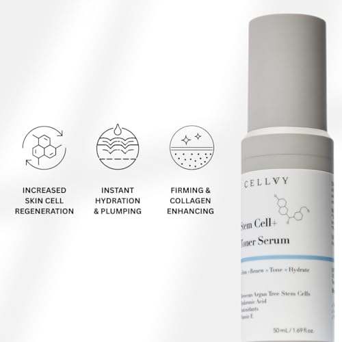 CELLVY Korean Stem Cell + Toner Serum w/Moroccan Argan Tree Stem Cells, Hyaluronic Acid & Antioxidants, Firming, Hydrating, Anti-Aging, Boosts Collagen Production, Cooling w/Aloe Vera