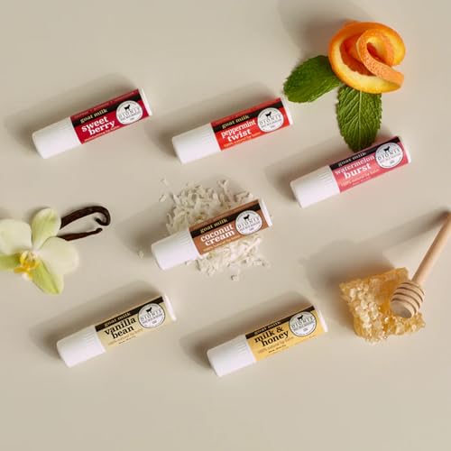 Dionis Goat Milk Skincare Lip Balm Set, Beeswax, Shea Butter & Coconut Oil Self Care Made in The USA, Cruelty Free, Paraben Free Hydrating Moisturizer for Dry Lips, Candy Box Assorted Scents, 0.28oz