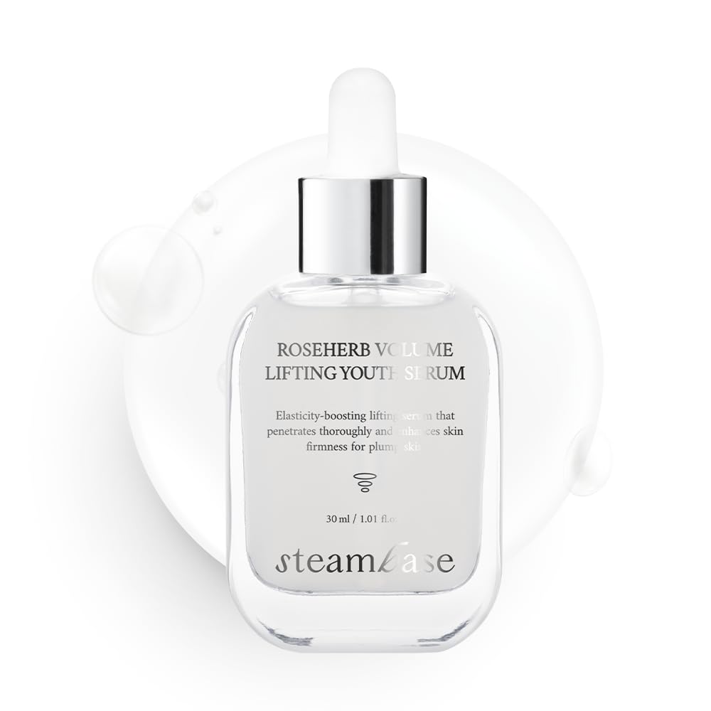 STEAMBASE Roseherb Volume Lifting Youth Serum, 1.01 fl oz - Hydrating Peptides & Rose Herb Serum for Face, Plump, Glowy Skin | Korean Skin Care, Travel Size
