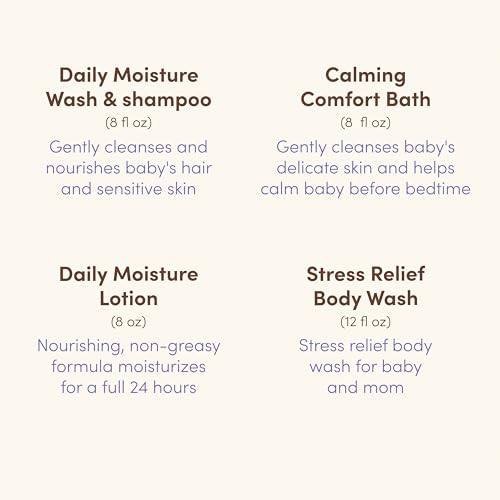 Aveeno Baby Bathtime Solutions Mommy & Me Gift Set, Baby Wash & Shampoo, Calming Bath, Daily Moisturizing Lotion and Stress Relief Body Wash for Mom, Colloidal Oat, Baby Bath Essentials, 4 items
