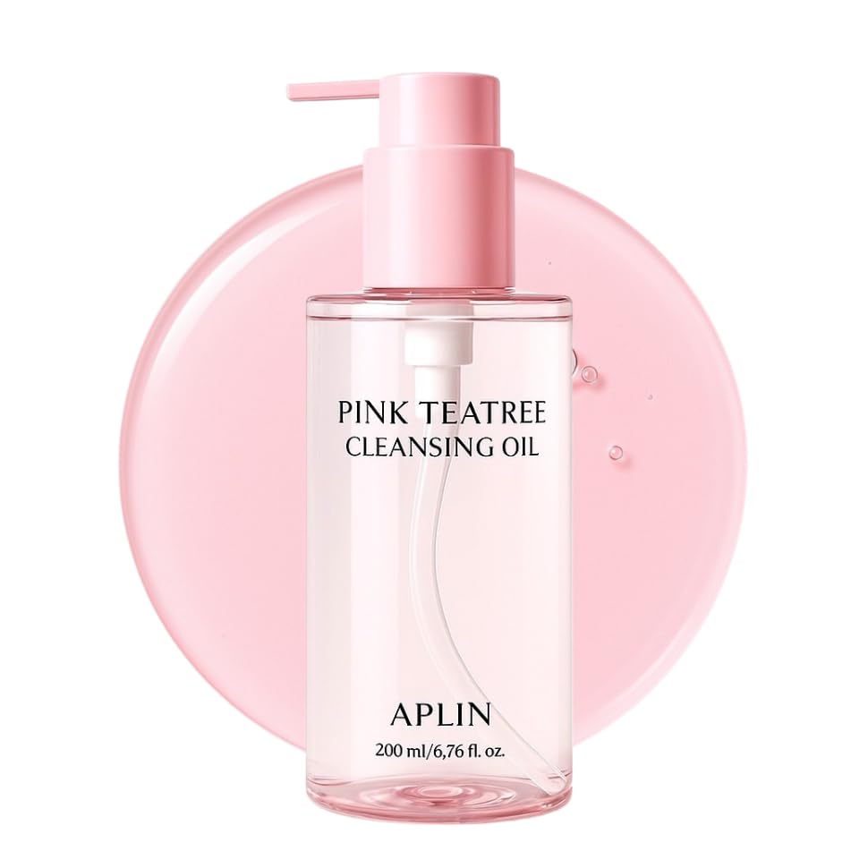aplin Pink Tea Tree Cleansing Oil, Oil Cleanser for Face, Makeup Blackhead Remover, Korean Skin Care 6.76 fl oz(200ml)