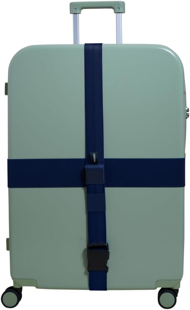 Cincha Travel Adjustable Luggage Strap, Fits Carry-On and Checked Bags, TSA Approved, Shark Tank Brand, Premium Travel Accessory (Navy)