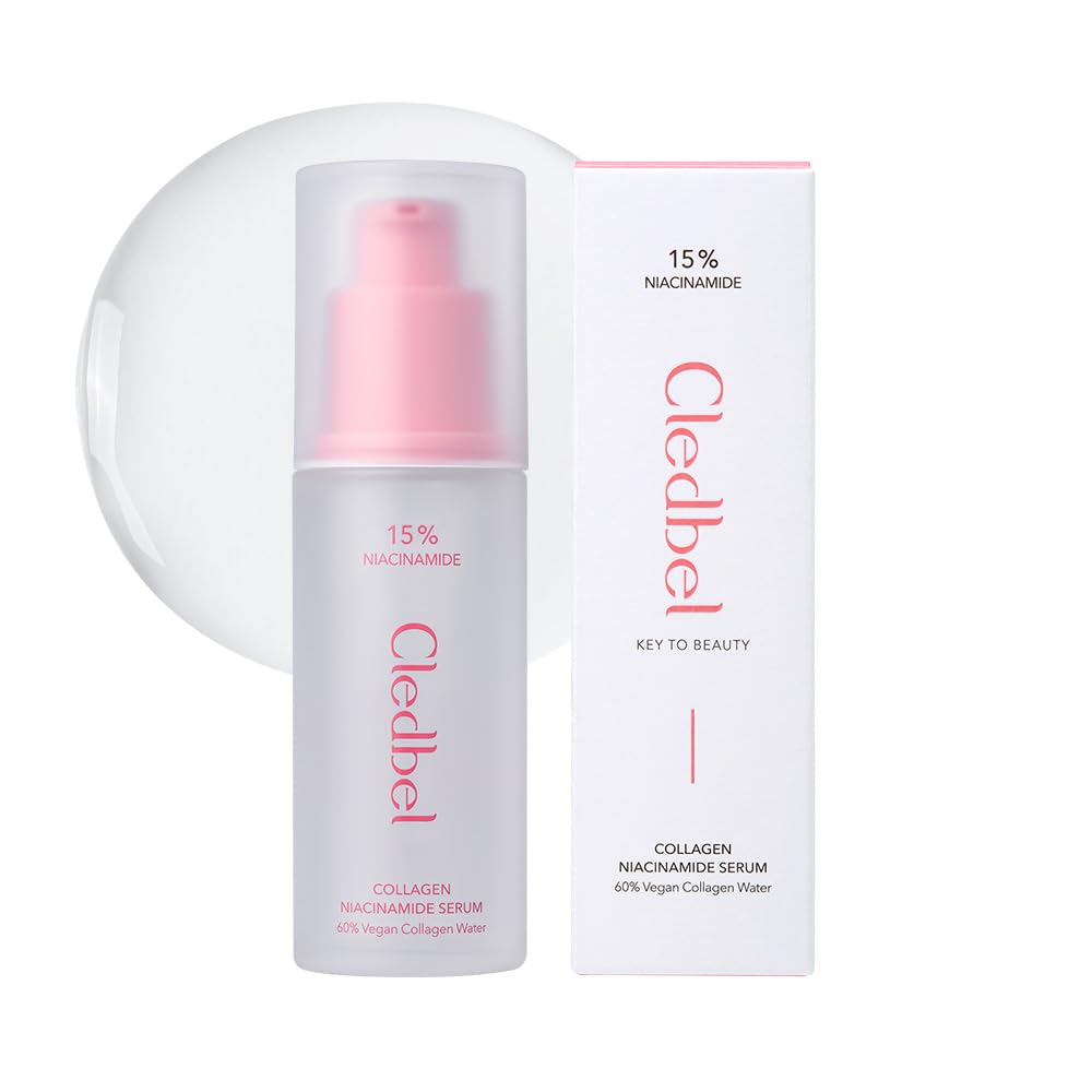 Cledbel Collagen Niacinamide Serum, For Discoloration/Minimizing Large Pores, Niacinamide, Zinc, Peptides & Hyaluronic Acid, Korean Skincare, Paraben-Free, 50ml/1.69 fl oz,