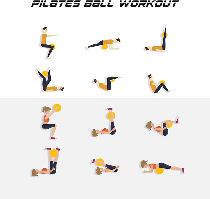 Cikyner Soft Pilates Ball, Small Exercise Ball 9 Inch Mini Gym Ball with Inflatable Straw, Suitable for Pilates, Yoga, Full Body Training, Physical Therapy and Balance improving at Home, Gym & Office