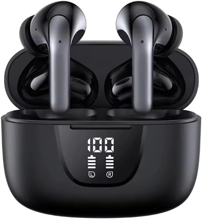 Bluetooth 5.3 True Wireless HiFi Stereo Earbuds. Long Battery Life, LED Power Display, Wireless Charging Case, and IPX5 Waterproof Earbuds Perfect for Sports, TV, Smartphones, Laptops, and more