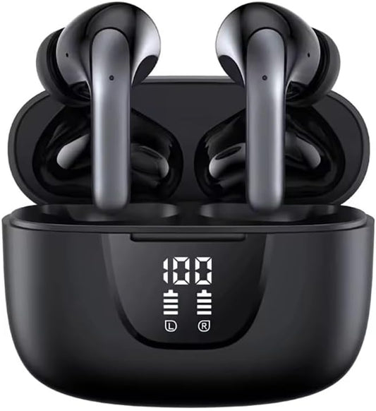 Bluetooth 5.3 True Wireless HiFi Stereo Earbuds. Long Battery Life, LED Power Display, Wireless Charging Case, and IPX5 Waterproof Earbuds Perfect for Sports, TV, Smartphones, Laptops, and more
