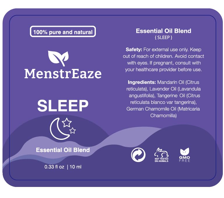 Natural Sleep Essential Oil Roll On, 100% Natural Deep Relaxation Blend with Lavender, Chamomile, Sweet Orange Aromatherapy Oils, 10ml