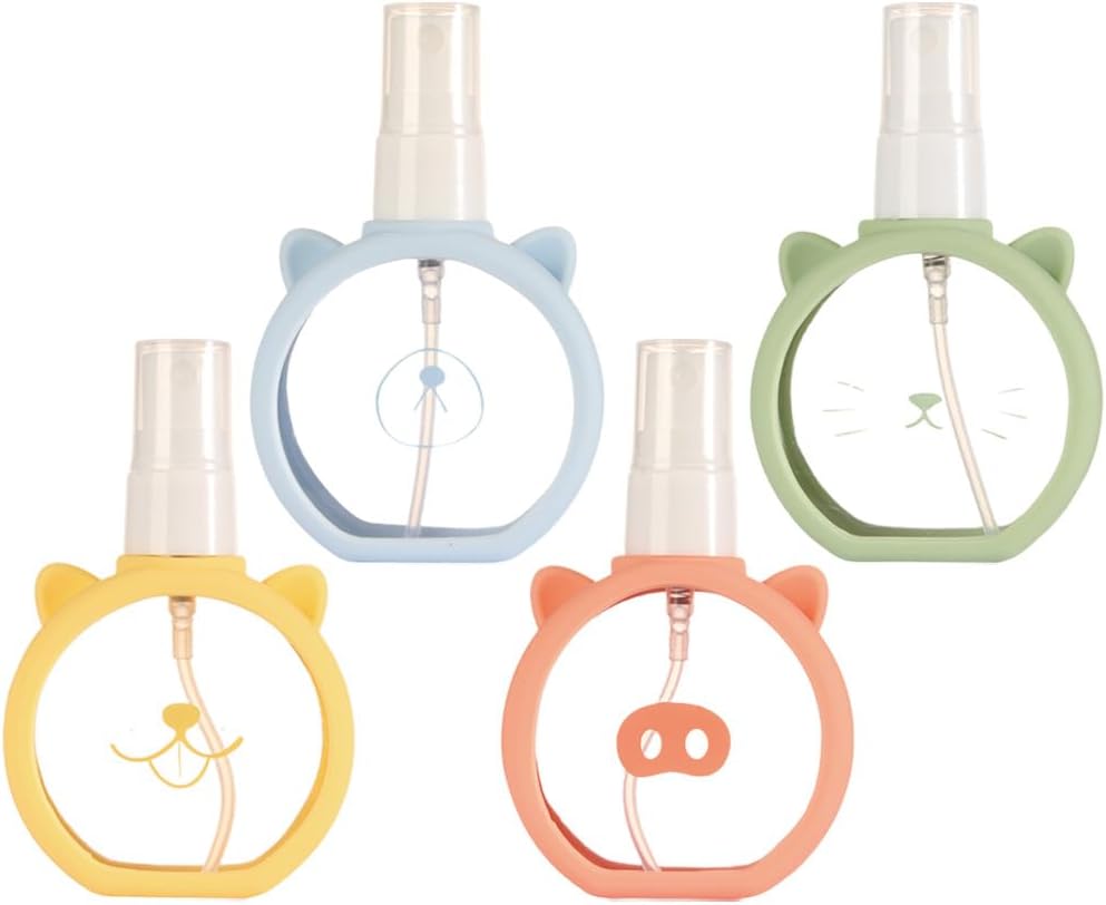 MERRYHAPY Travel Spray Bottle Set 4 Pack 3.93 Inch Refillable Mini Plastic Bottles for Perfume Essential Oils Water Misting Tsa Approved