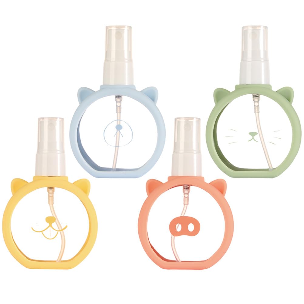 MERRYHAPY Travel Spray Bottle Set 4 Pack 3.93 Inch Refillable Mini Plastic Bottles for Perfume Essential Oils Water Misting Tsa Approved