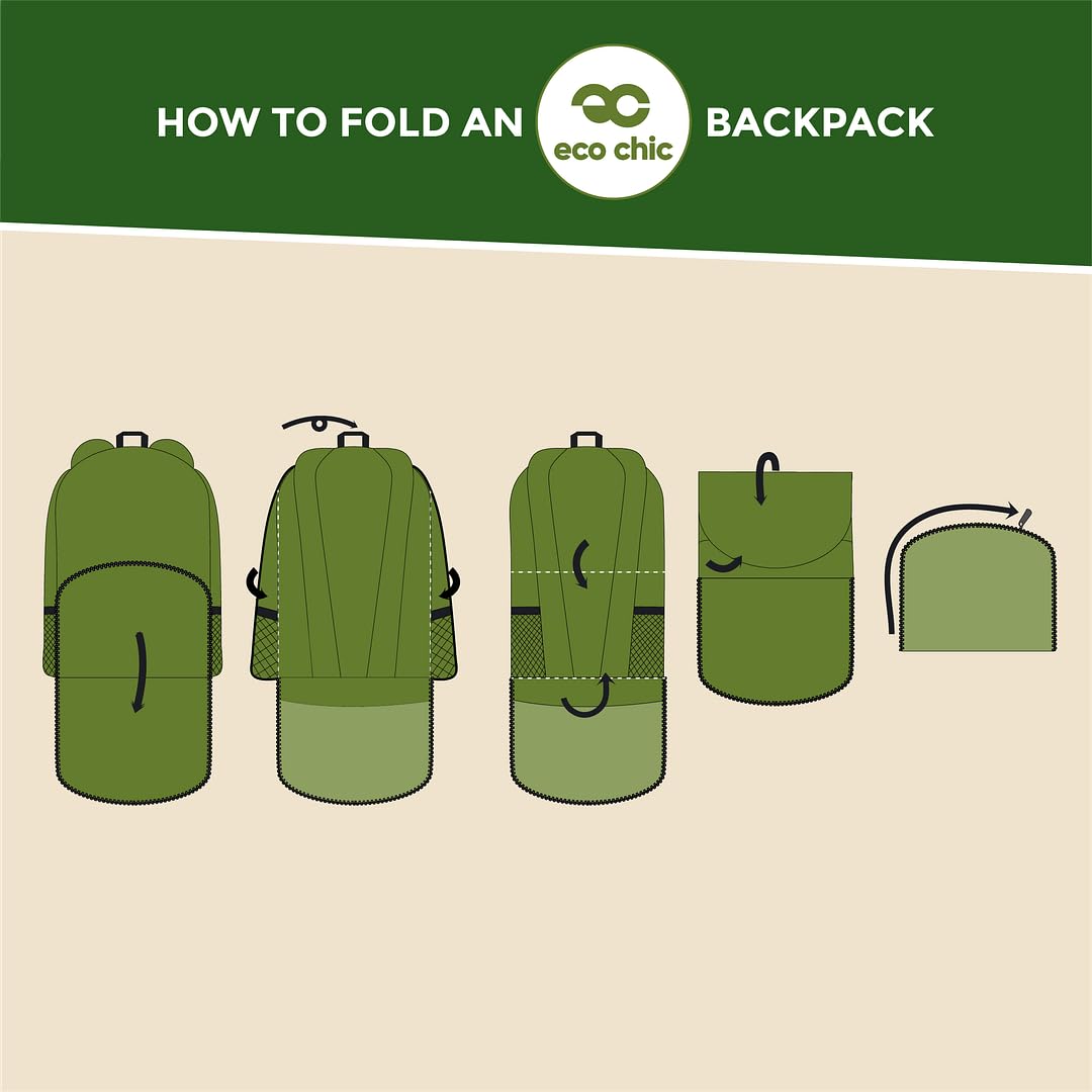 ECO CHIC Hiking Lightweight Packable Backpack - Foldable Daypack for Travel & Hiking & Outdoor Adventures - Waterproof Backpack from Recycled Materials (Floral Navy)