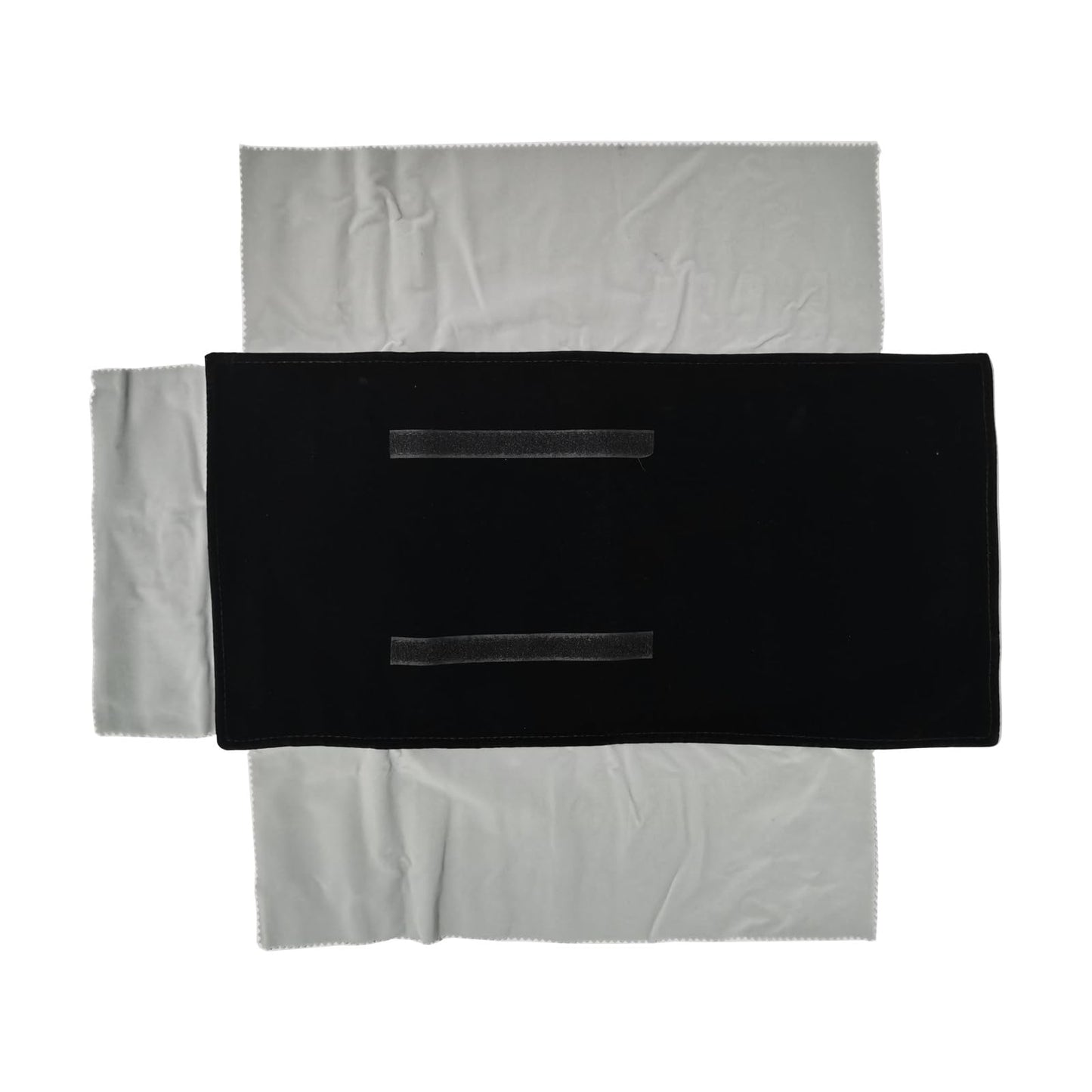 SCIKHEFT Travel Roll Bag Jewelry Display Storage Organizer Multi-function Velvet Pouch (Black and grey)