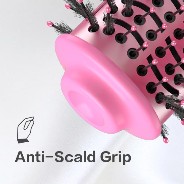 Dan Technology Blow Dryer Brush Hair Dryer Brush Hot Air Blowout Brush 120V 3 Speeds Oval Shape Volumizer Straightener Brush Faster Drying Mini Size Lightweight (Pink)