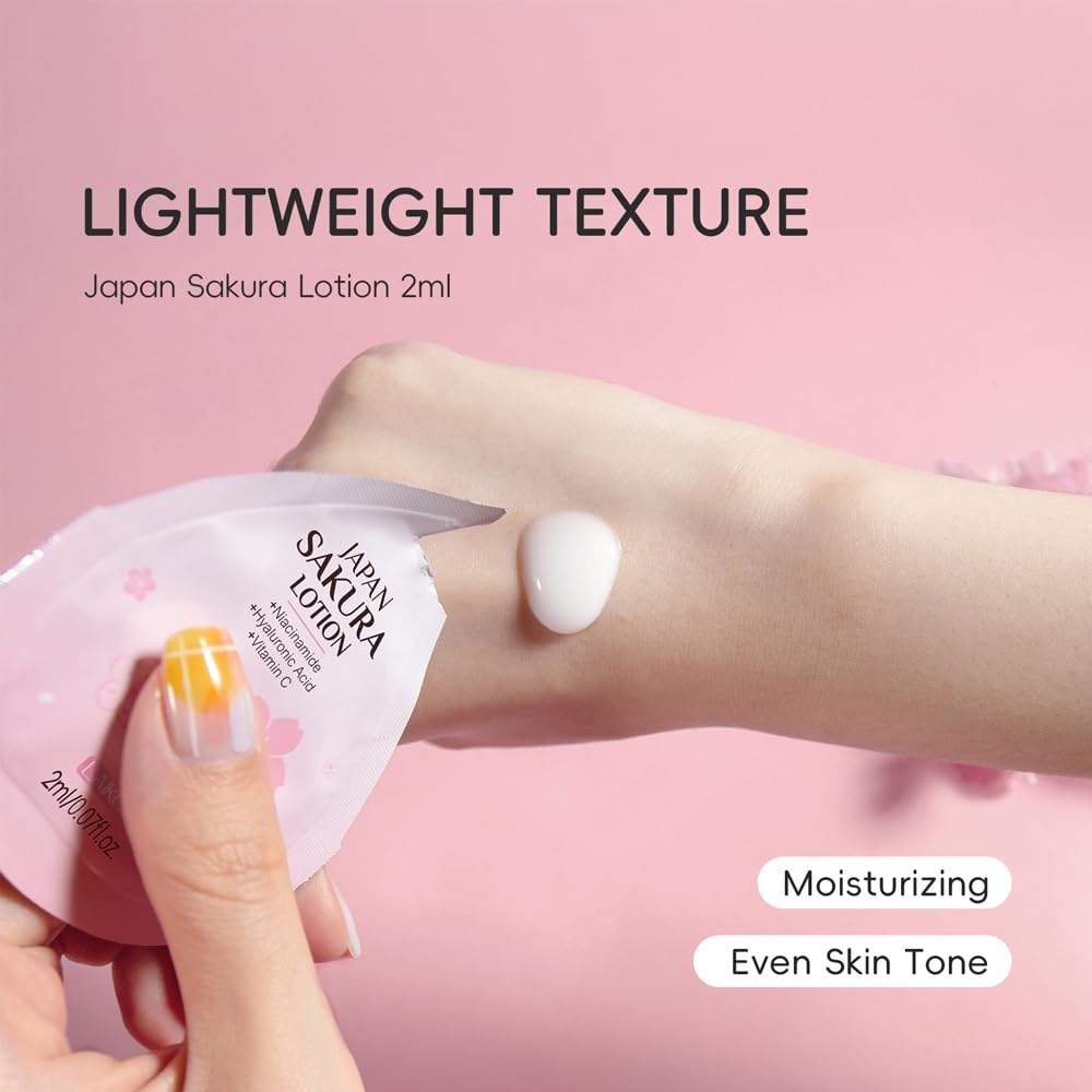 Sakura Travel Skincare Sets, 60pcs Mini Travel Skin Care kit Including Cleanser, Toner, Lotion, Serum, Cream, Sleepping Mask