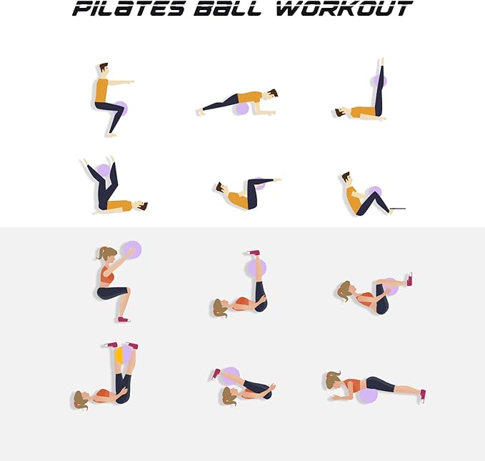 Cikyner Soft Pilates Ball, Small Exercise Ball 9 Inch Mini Gym Ball with Inflatable Straw, Suitable for Pilates, Yoga, Full Body Training, Physical Therapy and Balance improving at Home