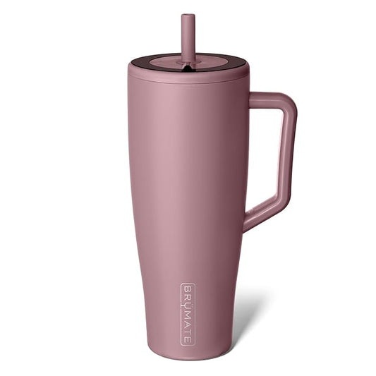 BrüMate Era 40 oz Tumbler with Handle and Straw | 100% Leakproof Insulated Tumbler with Lid and Flexible SoftSip Straw | Made of Stainless Steel | Cup Holder Friendly Base | 40oz (Rose Taupe)