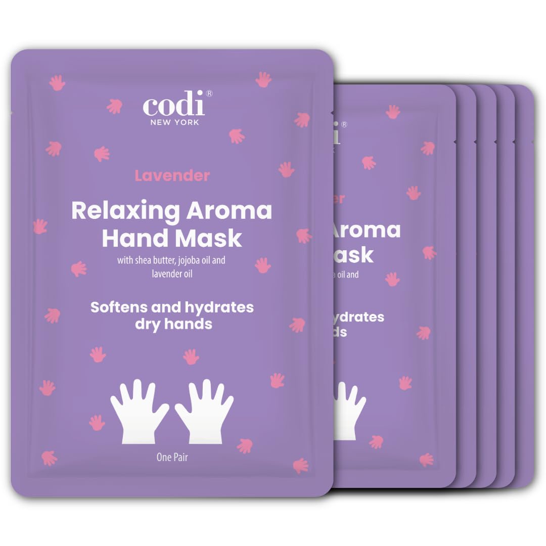 Codi New York Relaxing Aroma Hand Mask 6 Pairs | Natural Scent | Soothes & Hydrates Dry Hands | Hydrating Hand Treatment for Rough Skin & Dry Cuticles | Home Spa Gloves | Korean Skincare (Lavender)